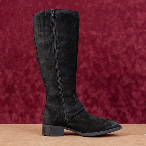 Born Women Esire Black Suede Zip Farm Wide Calf Riding Fashion Knee Boots sz 9 - Picture 10 of 10